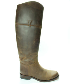 Sendra Boots 6629 Bruin Dames Rijlaars Ronde Neus Platte Hak Ritssluiting Vintage Look