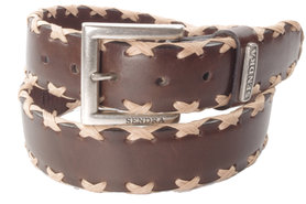 Sendra Riem 7336 Bruin Met dik garen Gevlochten Verwisselbare Gesp Cowboy Western Ibiza Bohemian 4cm Brede Heren Dames Jeans Broekriem