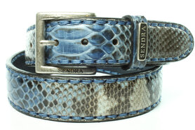 Sendra Riem 1016 Blauw Python Dames Heren Riem Verwisselbare Gesp Cowboy Western Ibiza Bohemian 4cm brede Jeans Broekriem