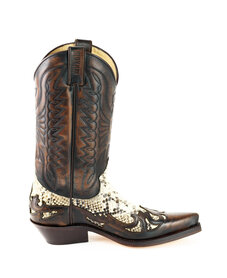 Mayura Boots 1935P Bruin/ Natural Python Spitse Cowboy Western Laarzen Schuine Hak Rechte Schacht Treklussen Goodyear Welted