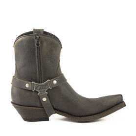 Mayura Boots 14 Donker Grijs/Bruin Heren Cowboy Western Spitse Enkellaars Schuine Hak Rits Afneembaar Spoor Echt Leer