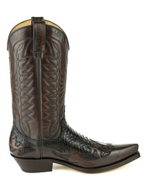 Mayura Boots 1935P Bruin/ Zwart Python Spitse Cowboy Western Laarzen Schuine Hak Rechte Schacht Treklussen Goodyear Welted