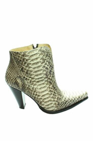 Sendra Boots 7981 Naturel  Dames Enkelaars Hoge Hak Spitse Neus Python leer