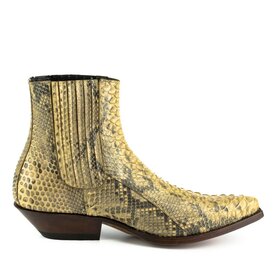 Mayura Boots 2575 Camel Python Spitse Western Heren Enkellaars Schuine Hak Elastiek Sluiting 