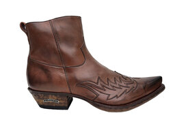 Sendra Boots 11783 Cuervo Kastanje Heren Western Enkellaars Spitse Neus Lederen Zool Rits sluiting Schuine Hak Echt Leer