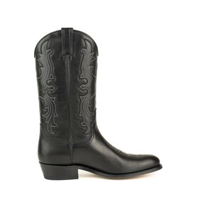 Mayura Boots 2627 Zwart Cowboy Western Casual Heren Laarzen Semi Cubaanse Hak Echt Leer Ronde neus
