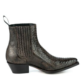 Mayura Boots 2496P Bruin/ Python Dames Western Enkellaarzen Spitse Neus Cowboyhak Elastiek Sluiting Echt Leer
