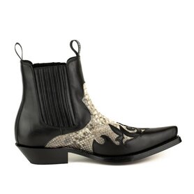 Mayura Boots Rock 2500 Naturel/ Spitse Western Heren Enkellaars Python Schuine Hak Elastiek Sluiting Vintage Look