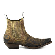 Mayura-Boots-Thor-1931-Hazelnoot-Bruin--Heren-Spitse-Western-Enkellaars-Schuine-Hak-Elastiek-Vintage-Look
