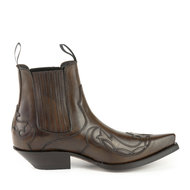 Mayura-Boots-Austin-1931-Donker-Bruin--Spitse-Western-Heren-Enkellaars-Schuine-Hak-Elastiek-Sluiting-Vintage-Look