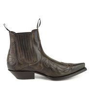 Mayura-Boots-Austin-1931-Donker-Bruin--Spitse-Western-Heren-Dames-Enkellaars-Schuine-Hak-Elastiek-Sluiting-Vintage-Look