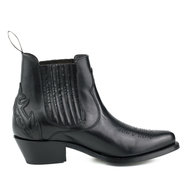 Mayura-Boots-Marilyn-2487-Zwart--Dames-Cowboy-Western-Fashion-Enklelaars-Spitse-Neus-Schuine-Hak-Elastiek-Sluiting-Echt-Leer
