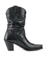 Mayura-Boots-1952-Zwart--Western-Fashion-Dames-Spitse-Cowboylaarzen-Hoge-Hak-Gezakte-Schacht-Soepel-Leer