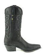 Mayura-Boots-Alabama-2524-Zwart-Lavado--Dames-Westernlaars-Pythonprint-Spitse-Neus-5-cm-Hak-Hoge-Schacht-Echt-Leer