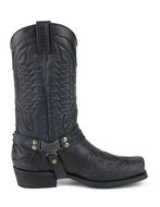 Mayura-Boots-Indian-2471-Vintage-Zwart-Cowboy-Biker-Laarzen-Heren-Vierkante-Neus-Platte-Hak-Afneembaar-Spoor-Echt-Leer