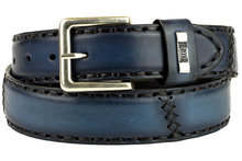 Mayura-Riem-925-Blauw-Cowboy-Western-4-cm-Brede-Jeans-Riem-Verwisselbare-Gesp-Glad-leder