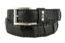 Mayura-Riem-214-Zwart-Krokodil-Python-4cm-Breed-Verwisselbare-Gesp