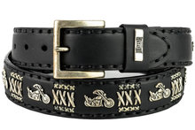 Mayura-Riem-658-Zwart-Chopper-Conchos-Metaal-Kruisen-4cm-Breed-Verwisselbare-Gesp
