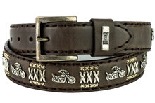 Mayura-Riem-658-Kastanje-Bruin-Chopper-Conchos-Metaal-Kruisen-4cm-Breed-Verwisselbare-Gesp
